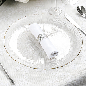 Fabrika doğrudan satış basit tarzı kurşunsuz dikey kaburga kristal temizle altın jant şarj cam plaka takım ile - Product Image 5