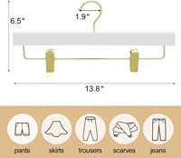 Short en jean blanc Cintres en bois avec 2 clips dorés réglables Cintre pour armoire ou salle de bain