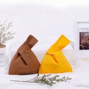 Bolsa de Mano de Lona de Algodón con Nudo en la Muñeca, Estilo Japonés, Ecológica, Reutilizable, de Tela, Personalizable, en Blanco, en Oferta - Product Image 2