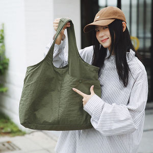 Women's <b>large</b> capacity customizable logo printed linen cotton canvas shopping <b>bag</b> - Product Image 2