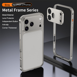 เคสโทรศัพท์ขอบอะลูมิเนียมอัลลอยด์รุ่นใหม่สำหรับ iPhone 17 16 15 14 Pro Max พร้อมฟิล์มโลหะป้องกันเลนส์กล้อง ปิดฝาหลังอัตโนมัติแบบคลิกเดียว - Product Image 3