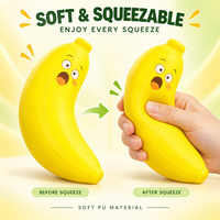 Jouets en PU souple en forme de banane mignons en gros, jouets anti-stress à presser avec des visages amusants