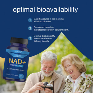Complément alimentaire NAD+ Resveratrol 120 capsules avec TMG Vitamine B3 Répare l'ADN Augmente le niveau d'énergie Soutient le métabolisme - Product Image 3