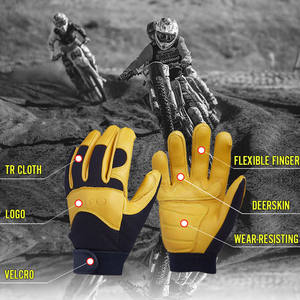 Ozero Herren Damen Atmungsaktive Ungefütterte Hirschleder Motorrad Motocross Motorradfahrer Lederhandschuhe - Product Image 5