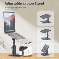 Nouvel arrivage 15W Chargeur sans fil Support d'ascenseur pour ordinateur portable avec support d'ordinateur réglable en hauteur pliable de type C