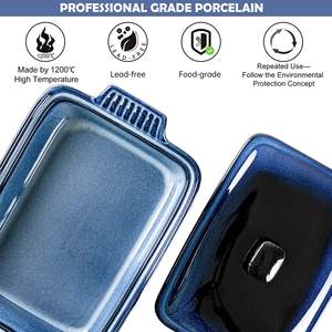 <span class=keywords><strong>UNICASA</strong></span> - Bandeja para Hornear Rectangular de Cerámica de 2.8 Cuartos de Galón, Color Azul, para Cocinar, con Tapa - Product Image 5