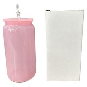 Vaso de plástico colorido con tapa y pajita, espacios en blanco de plástico de Color transparente de 16oz para café helado, jugo, soda - Product Image 2