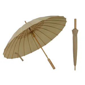 Parapluie droit de haute qualité en bambou 24K, nouveau matériel de recyclage, écologique, 1 pièce