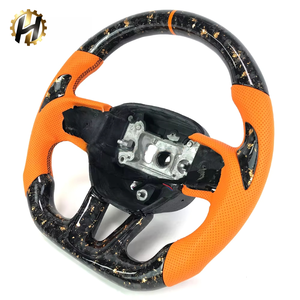 Volant en cuir perforé en fibre de carbone forgée orange avec palettes de changement de vitesse <span class=keywords><strong>pour</strong></span> Dodge SRT Dodge Charger Hellcat 2015-2022 - Product Image 5