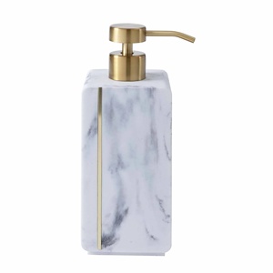 Popular White Marble Effect 6-Piece Resin <b>Bathroom</b> <b>Accessory</b> <b>Set</b> with Metal Lines for Home or Hotel Soap Dispenser Soap Dish - Product Image 2