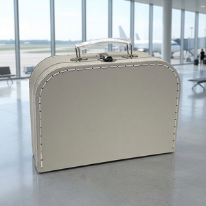 Valise en carton 2026 avec poignée, boîte de rangement rigide pour cadeaux et artisanat au design décoratif gris clair - Product Image 1