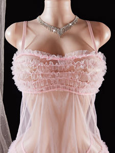 A3718 sıcak satış moda pembe iç çamaşırı See Through askı dantel perspektif baştan çıkarıcı elbise kadınlar seksi iç çamaşırı seti - Product Image 6