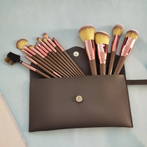 Ensemble de pinceaux de maquillage professionnels pour fond de teint, sourcils et fard à paupières, 15 pièces, kit de pinceaux cosmétiques avec manche en bois, outils de maquillage essentiels - Product Image 3