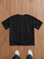 T-shirt à manches courtes pour homme, imprimé floral noir, col rond, style décontracté, tissu jersey, impression numérique