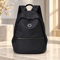 Sac à dos pour femme en tissu nylon avec poche avant, emblème rond, pour usage quotidien, bretelles réglables, OEM ODM, vente en gros, MOQ 10 pièces