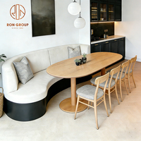 Bancs en bois rond et courbés pour restaurant, mobilier de café, table et chaise, canapé pour café