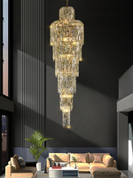 Beauté De Luxe Cristal Délicat Moderne Lustre Luminaires Villa Duplex Lobby Salon pendentif Escalier Grand Lustre