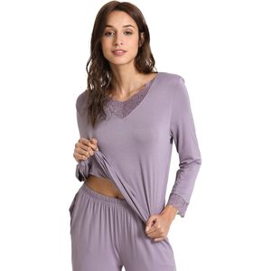 Conjunto de Pijama Personalizado para Mujer, Viscosa de Bambú con Ribete de Encaje, Ropa de Dormir de Manga Larga, Pijamas Suaves con Bolsillos - Product Image 4