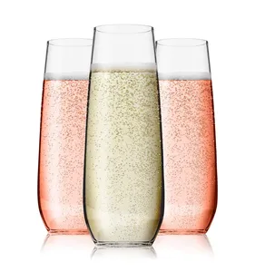 9Oz Shatterproof Wedding Champagne Flutes Được Làm Bằng Nhựa Cứng Cao Cấp Có Thể Tái Chế Rõ Ràng Không Chứa BPA Không An Toàn Cho Máy Rửa Chén