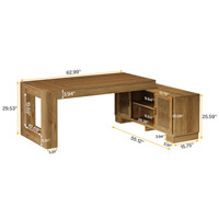 Bureau de direction en forme de L avec armoires de rangement et étagère à 2 niveaux, mobilier d'affaires moderne et simple, grande table d'écriture pour ordinateur
