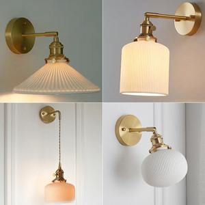 Retro Brushed Brass <b>Sconce</b> <b>Wall</b> <b>Lights</b> Fixture for Home E27*1 White Ceramic Shade Decorative <b>Wall</b> Lamps Interior Indoor Modern - Product Image 3