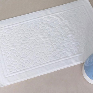 Alfombra de Baño Blanca Jacquard de 21 Capas de Algodón y Poliéster, Rectangular, Absorbente, Antideslizante, Toalla para Piso de Baño - Product Image 1