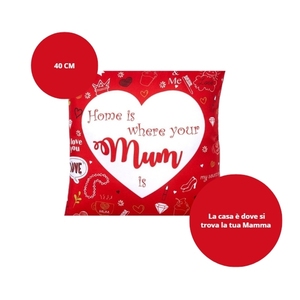 Cuscino decorativo rosso 40x40 cm Casa è dove è mamma Idea regalo per la mamma - Product Image 2
