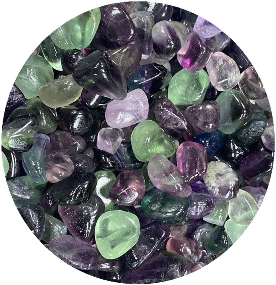 Wholesale Natural Gemstones Crystal Gravel Semi Precious Stones Healing Rainbow Fluorite Crystal Tumbled Stone