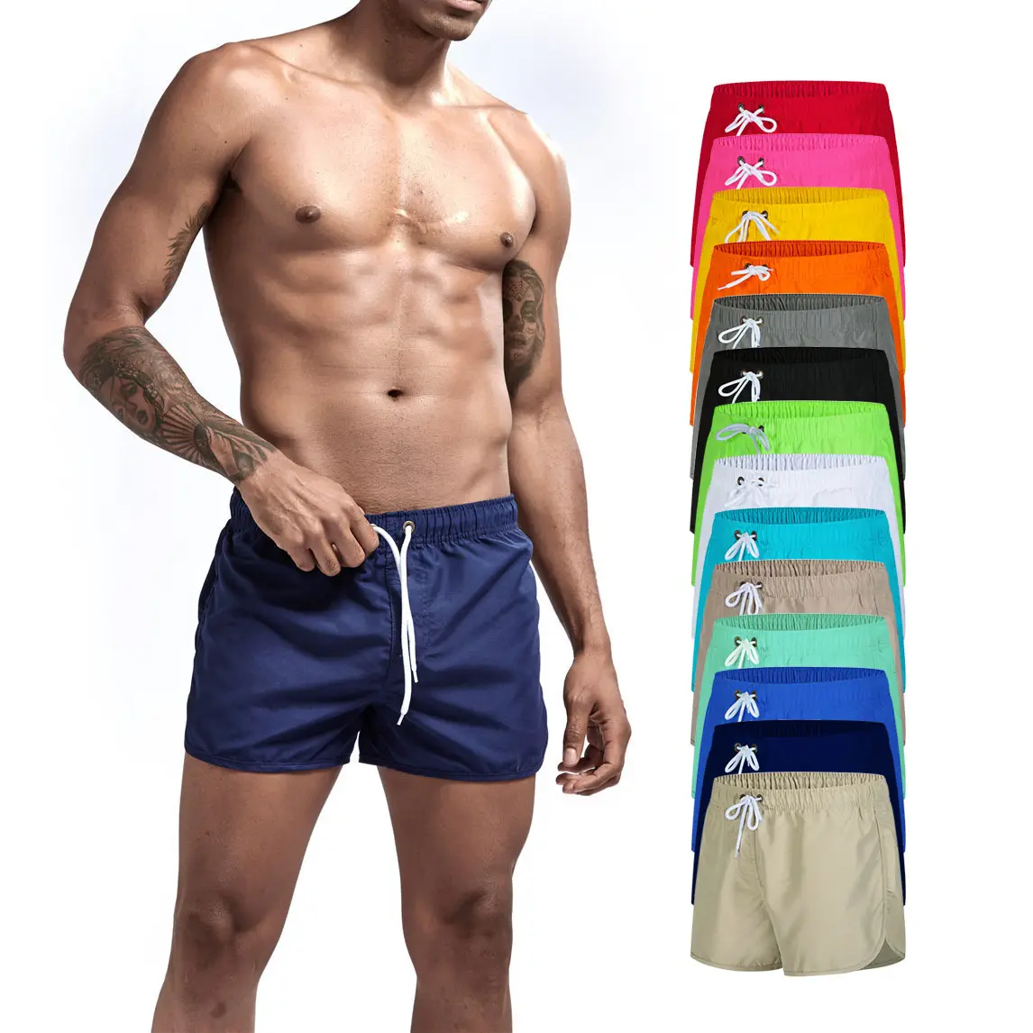 Drop Fast Shipping Men Shorts Summer Sports Beach Wearing Short Shorts Custom Logo Colorful Polyester Cheap Shorts
