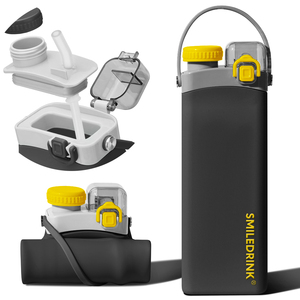 Botella de Agua Deportiva de Silicona Plegable y Reutilizable de 20 oz Sin BPA para Gimnasio y Camping - Product Image 1