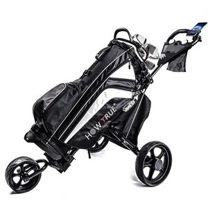 HOW TRUE vente en gros, chariot de traction manuel de Golf pliable en aluminium à 3 roues avec frein à pied - Product Image 5