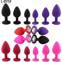 S/M/L Noir/Rouge/Rose/Violet Silicone Souple Sexy Femme G-Spot Plug Anal Bijoux En Cristal Butt Plug avec Diamant Anal Sex Toys