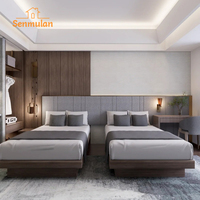 Ensemble de meubles de chambre à coucher d'hôtel moderne avec bois massif et MDF, écologique, résistant à l'eau, ensembles de chambre à coucher complets
