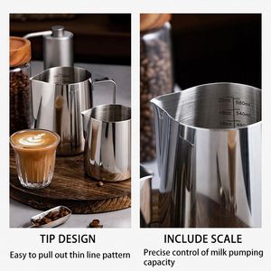 Hot Sale 2023 Manual Stainless Steel 304 Milk <b>Tea</b> Water Jug Steaming Foam Pitcher 350ml White - Product Image 4