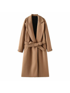 Abrigo de Lana Premium para Mujer, Elegante, Único, Unisex, de Color Sólido, con Cinturón, a la Moda - Product Image 2