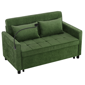 Sofá de Dos Plazas, Sofá Cama Extraíble, Respaldo Reversible, Cojín, Bolsillos Laterales, Dos Puertos USB, Soporte para Teléfono - Product Image 2