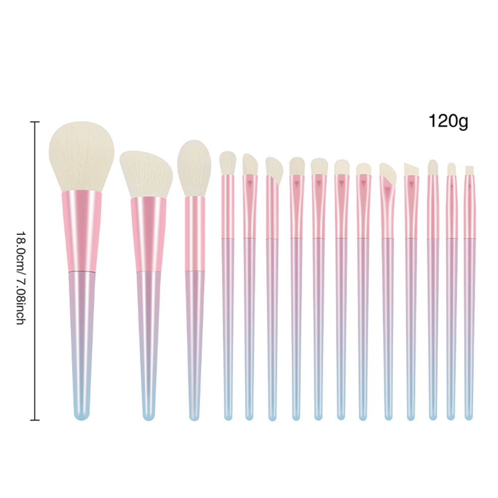 Ensemble de 15 pinceaux de maquillage dégradés vibrants