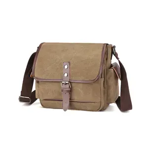 Пользовательская сумка через плечо, холщовая кожаная сумка-мессенджер для ноутбука для мужчин