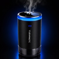Diffuseur d'arômes et humidificateur de voiture YUEHANGTC USB-C avec anneau LED bleu visible et réservoir d'eau intégré pour porte-gobelet