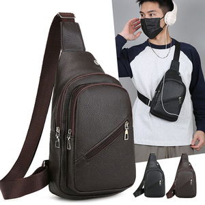 Men's Chest Bag PU Leather Large Capacity Multi-functional Crossbody Shoulder Bag Everyday Casual Wear Resistant Solid Color - Product Image 1