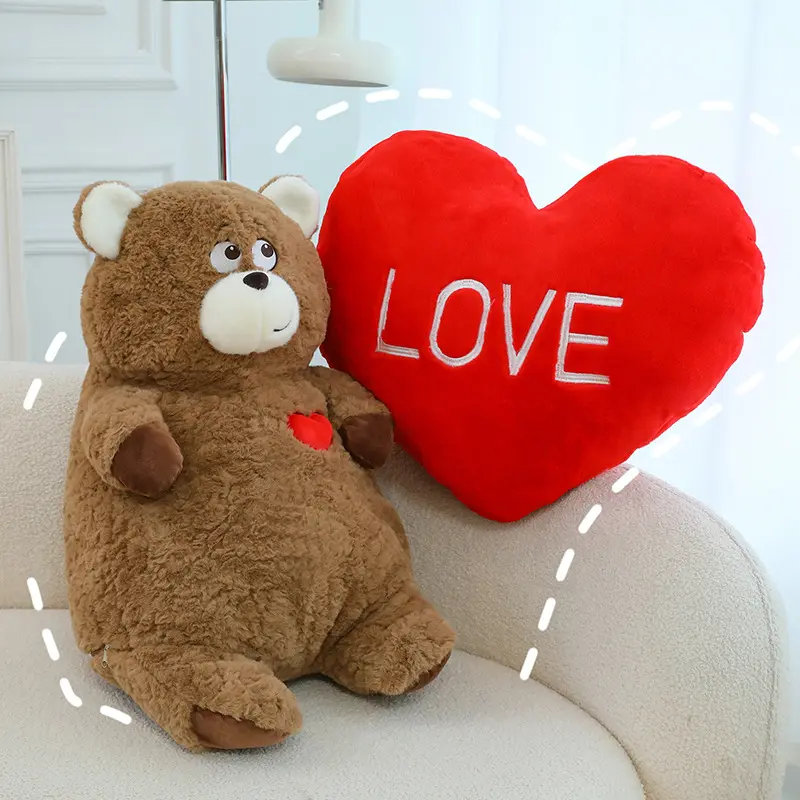 Hecion Wholesale Factory Price Heavy Weight Heart Bear Birthday Gift Soft Fluffy Led Light Hug Me Teddy Bear Plush Toys