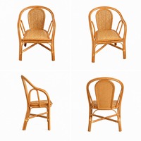 Fauteuil de loisirs en rotin naturel tressé avec accoudoirs pour la maison, le balcon et le salon – Vente directe en gros