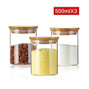 High Quality Borosilicate Glass <b>Spice</b> <b>Jar</b> Bamboo Lid Modern Design Detachable Hand Blown Freshness Preservation Food - Product Image 6