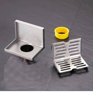 Siphon de sol en acier inoxydable 304 en forme de L pour salle de bain et cuisine, design moderne anti-corrosion, <span class=keywords><strong>drain</strong></span> mural d'angle pour balcon extérieur - Product Image 6