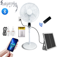 Usine OEM Moteur DC moderne à haute efficacité LED Maison Hauteur réglable Grand angle Ventilateur solaire extérieur 16 pouces Batterie au lithium
