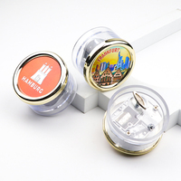Boîte à musique miniature en acrylique personnalisée avec logo souvenir, forme ronde, vente en gros
