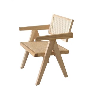 Chaise de salle à manger en rotin tressé et bois massif avec design artistique à mortaise et tenon pour la maison, le balcon ou le bureau - Product Image 5