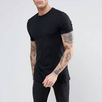 Großhandel Einfarbiges 180 GSM Ringgesponnenes Baumwoll-Spandex T-Shirt, Muskel-Fit, Individueller Druck, Fitness-T-Shirt für Herren, Hohe Qualität