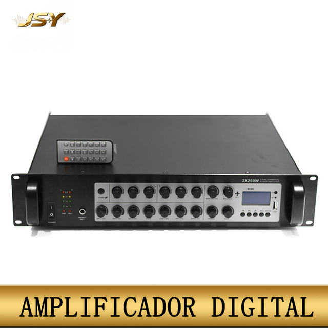 4/5/6 Zone PA Mixer Amplifier 70V 100V Commercial Audio Sound Equipment for Hotel School Restaurant With Digital Remote Control