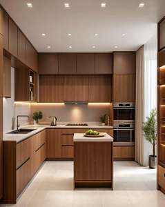 Armoires de cuisine modulaires en bois massif CBMmart OEM/ODM avec portes plates et shaker, acier inoxydable, écologiques, RTA, directement de l'usine - Product Image 1